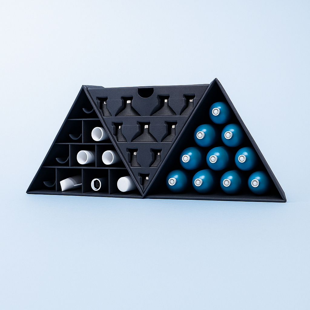 TARETCOOL Triangle Kit 3-in-1 consumables set with 10 pieces in a box, featuring various triangular components for crafting or repairs.