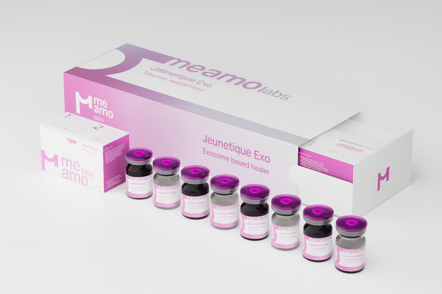 YOUNG&BEAUTY Jeunetique Exo set of 10 vials in sleek packaging, showcasing the product design and labeling.