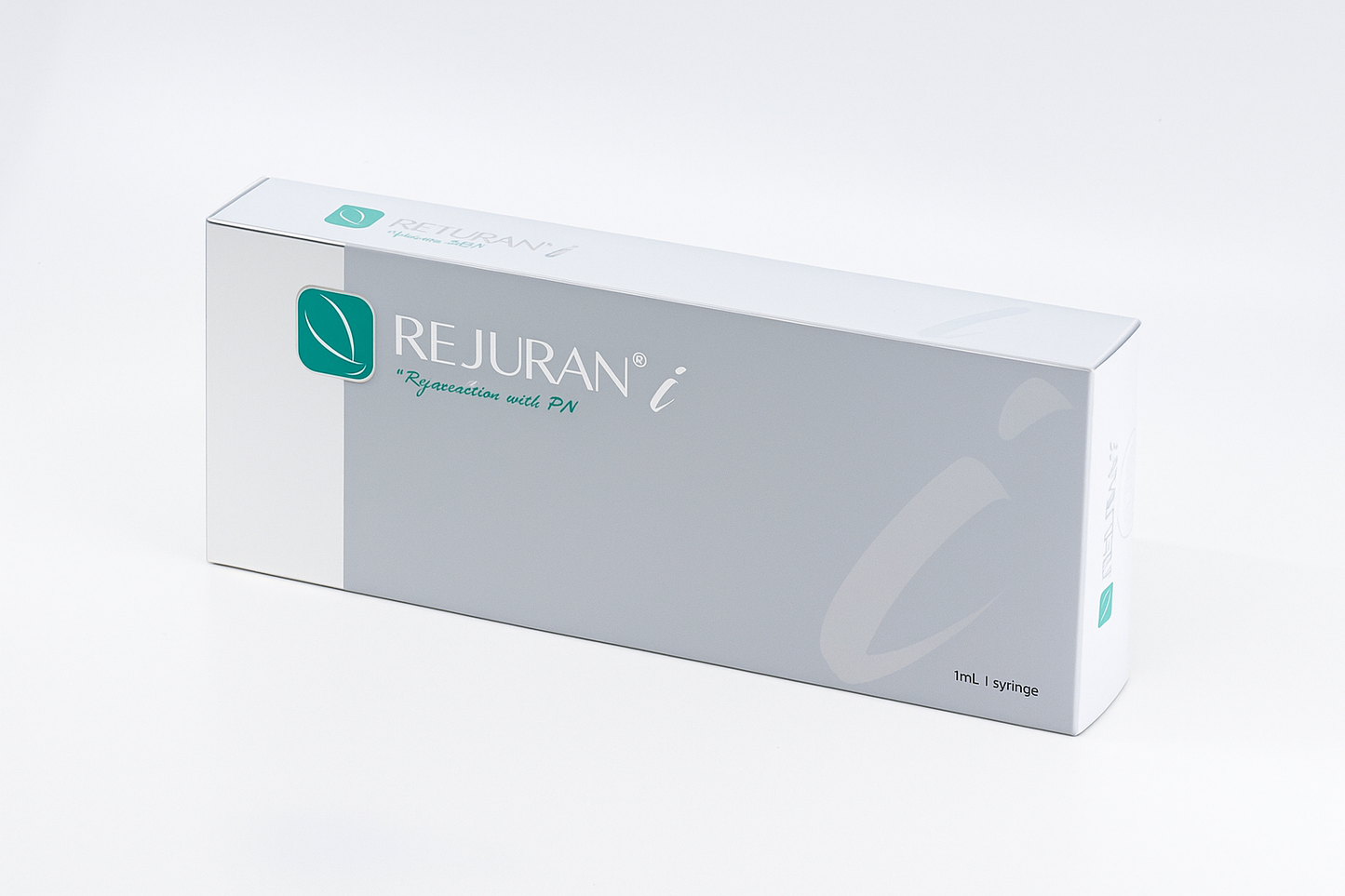 REJURAN I 1ml syringe, featuring a clear design and detailed labeling for skincare rejuvenation treatment.