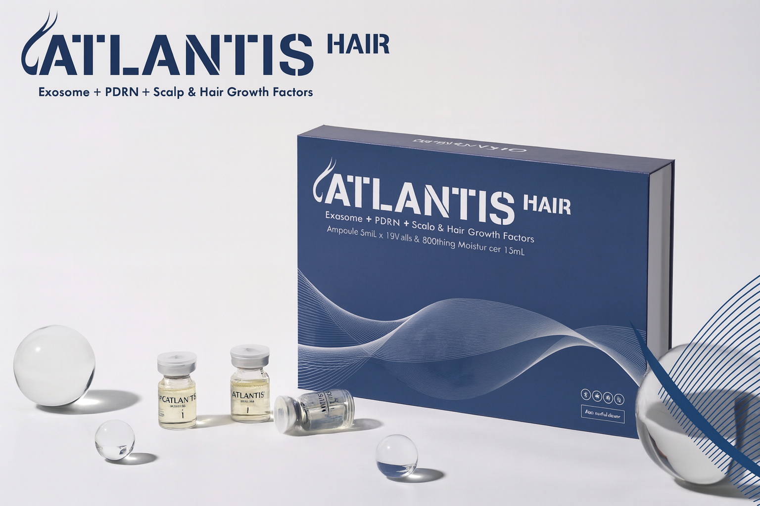 YOUNG&BEAUTY Atlantis Hair box containing 10 vials, showcasing sleek packaging and product labeling.