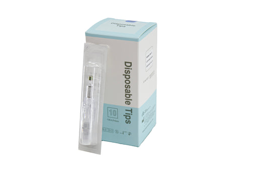 Disposable WD-12 tips in a box of 10, featuring a sleek design for precise application and easy use.